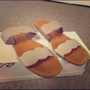 Beige slide on sandles